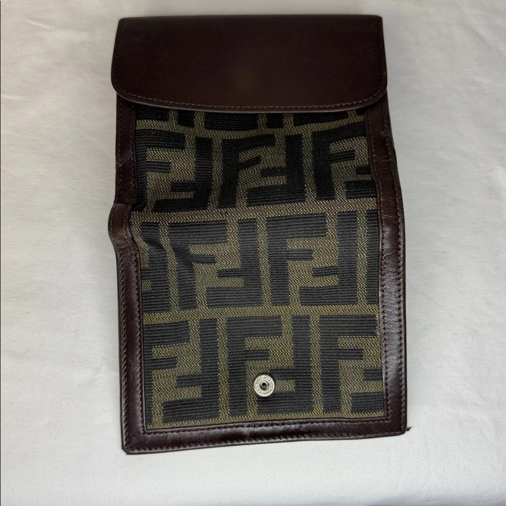 Vintage Fendi Leather & Zucca Canvas Wallet – Made in Italy – EUC